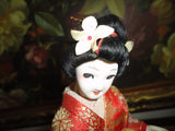 Vintage Japanese Geisha Figurine on Wooden Stand 12 inch