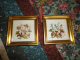 Tyrol Austria Artwork Artist Original Handmade Dried Flowers Framed Set of 2 VTG