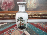 Antique Chinese Porcelain Vase Hand Painted Landscape Scenery 6.5 inch