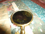 Antique Chinese Brass Hand Held Mirror Handpainted Porcelain Landscape 5 inch