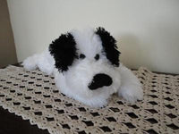 Shaggy Black and White Dog Soft Plush