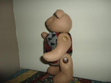 Fabric & Corduroy Teddy Bear Button Jointed RARE