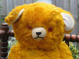 Antique 1930s Old English Bear with Working Mechanism Yellow Silk Plush 28 Inch