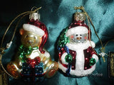 2003 Robert Stanley Hobby Lobby Glass Christmas Ornaments Snowman and Bear