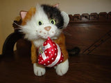 Tortoise Shell CAT Plush Holding Satin Present Valentine Gift Intersave RARE