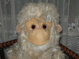 Old Antique German White Grey Monkey Artificial  Plush 28.7 Inch 73 CM 1920s