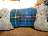 Antique UK England 1939 Sherlock Holmes Dog w Pipe Silk Plush Tartan Fabric