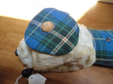 Antique UK England 1939 Sherlock Holmes Dog w Pipe Silk Plush Tartan Fabric