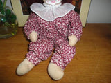 Vintage Handpainted Clown Cloth Doll 12 inch