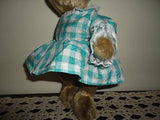 Bearington Collection Faux Mohair BEAR Girl Teal Blue Gingham Dress