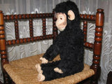 Old Antique German Black Monkey 20 Inch 51 CM Artificial Silk Mohair 1930s