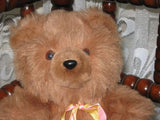 Vintage Dutch Furry Grizzly Bear Yellow & Pink Bow