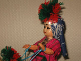 Peru Lady Doll Riding a Lama or Llama Plush Handmade 1980s Rare