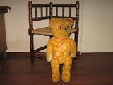 Antique 1930s Yellow Brown Dutch Van Gelden Jointed Teddy Bear Jumbo 21in. 53 cm