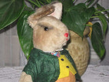 Antique 1950s Schuco German Easter Bunny Rabbit Mohair Wood Fibers Glass Eyes