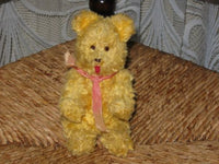 Old Antique German Yellow Berlin Tongue Bear w Mechanism