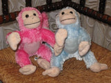 Semo Germany Monkeys Set Pink Blue Poseable Plush Toys Rare