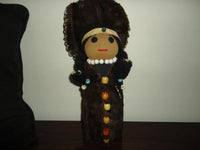 Native Indian Baby Doll Real Beaver Fur Papoose Leather Handcrafted