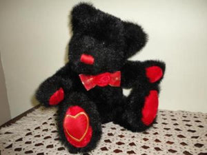 Dan Dee Black Bear Stuffed Plush Velvet Rose and Paws