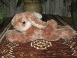 Antique 1960s Fechter Austria 13 Inch Laying Brown Plush Bunny Rabbit