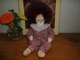 Vintage Handpainted Clown Cloth Doll 12 inch