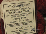 Dean's Rag Book UK Cherry Pink Teddy Bear Centenary 1903 - 2003 Limited Edition