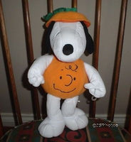 Hallmark Halloween Snoopy Plush Stuffed Animal As Charlie Brown Face Pumpkin