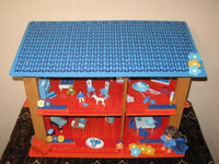 Old Vintage Dutch Holland Sio Doll House Blue Roof w Miniatures Tin Rico Spain