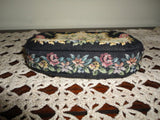 Western Germany Flower Tapestry Vintage Purse Satin Lining Golden Metal Clasp