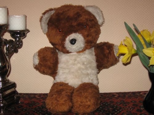 Old UK Bear Copper Brown and White Plush With Glass Eyes