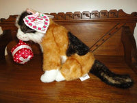 Tortoise Shell CAT Plush Holding Satin Present Valentine Gift Intersave RARE