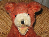 Antique German 1940s Schuco Sitting Baby Bear Open Mouth Silk Plush