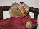 Anna Club Plush Leather Tag Line Brown Girl Teddy Bear 14 Inch Netherlands 1992