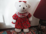 Ganz 1995 HUGSY Christmas Girl Bear White Plush 15 inch G1171