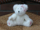 Boyds Bear White Jointed Cancer Ribbon & Basket on Paws 1988 2004
