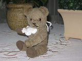 Antique 26 cm Thuringia Germany Gray Mohair Bear 1960s