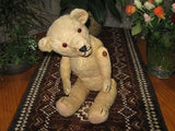 Antique 1930s German Teddy Bear Beige Silk Plush & Button Jointed 19 Inch