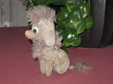 Antique Germany 1950s Velvet Grey Poodle Dog Felt Eyes