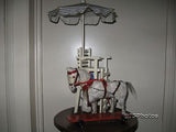 Antique 1940s Austrian Old White Mohair Horse on Wheels Pull Toy 11 Inch Rare