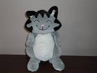 Large Stuffed Plush Funny CAT 14 Inch Grey Black White