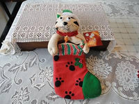 CAT Christmas Stocking Handcrafted New With All Tags