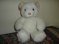 Gund Vintage 1986 WHITE GIRL BEAR Rattle Inside Body Satin Rosettes