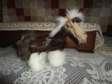 Antique Handmade Horse with Real Fur & Tree Wood RARE