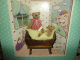Gund 1994 Littlest Bears Miniature Mother & Baby in Cradle with Box Handmade