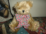 Shaggy BABY TEDDY BEAR Plaid Ribbon Fully Jointed