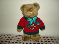 Christmas TEDDY BEAR with Knitted Wreath Sweater