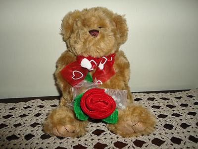 Creature Comforts Valentines Day Bear with Rose & Heart Ribbon