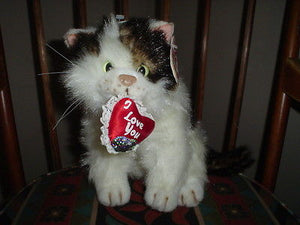 Valentine Cat & Heart Stuffed Plush Very Realistic Tags