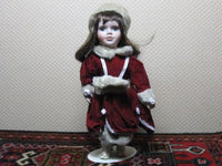 Germany Brunette Porcelain Doll Winter Clothing & Hand Warmer NIB