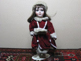 Germany Brunette Porcelain Doll Winter Clothing & Hand Warmer NIB